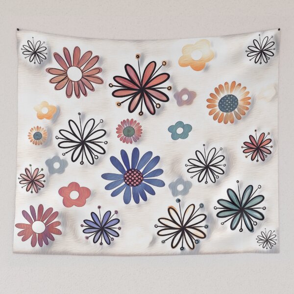 Item preview, Cute colourful doodle flowers designed and sold by Inktown.
