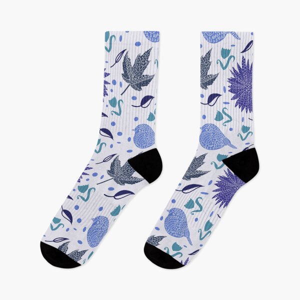 Artikelvorschau, Volkskunst Stle Birds & Leaves Pattern in Blau entworfen und verkauft von BirdsNatureArt.