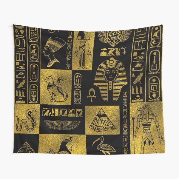 Item preview, Egyptian  Gold hieroglyphs and symbols collage designed and sold by k9printart.