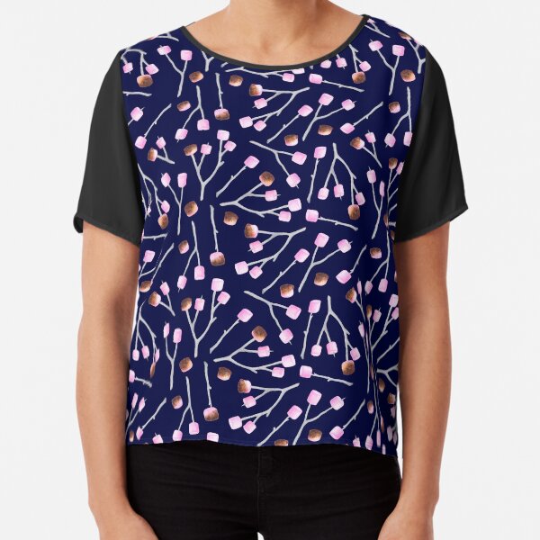 Toasted Marshmallows - Navy Chiffon Top