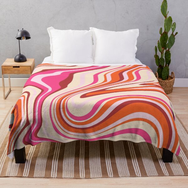 Item preview, Pink and orange retro swirl pattern designed and sold by ReneMagritteArt.