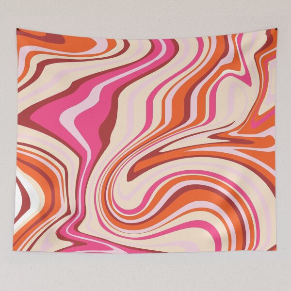 Item preview, Pink and orange retro swirl pattern designed and sold by ReneMagritteArt.