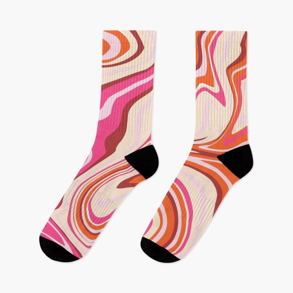 Item preview, Pink and orange retro swirl pattern designed and sold by ReneMagritteArt.