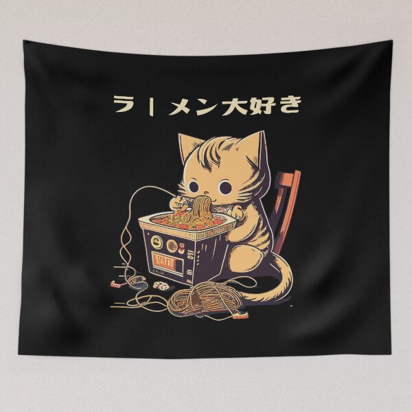 Item preview, Cat Eating Ramen designed and sold by RockBeeDesigns.