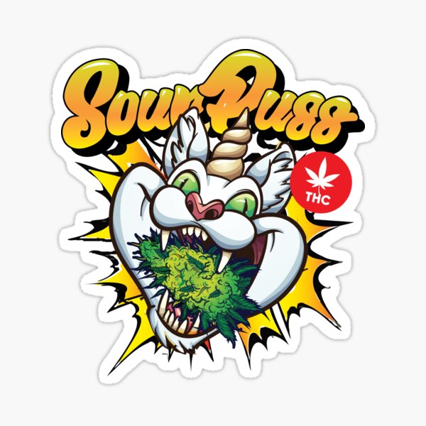 Item preview, Sour Puss Packs sticker  designed and sold by kushcoast.