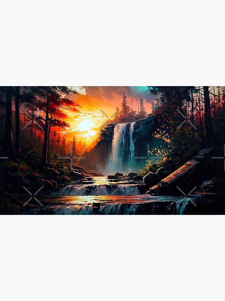 Glimmering River Waterfall Vol.7 Framed Wall Art Poster Print Canvas  Picture