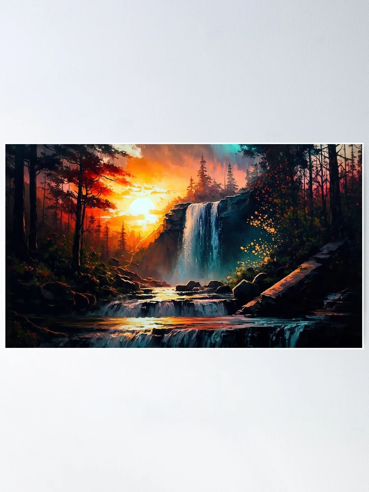 Learn How To Paint A WATERFALL At SUNSET! | Fall landscape painting,  Landscape paintings, Landscape painting artists