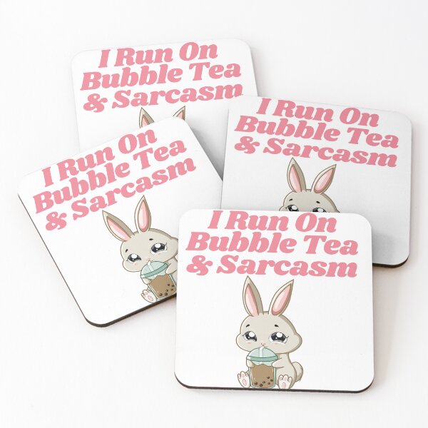 Item preview, I Run On Bubble Tea And Sarcasm Cute Kawaii Bunny designed and sold by MeetMatilda.
