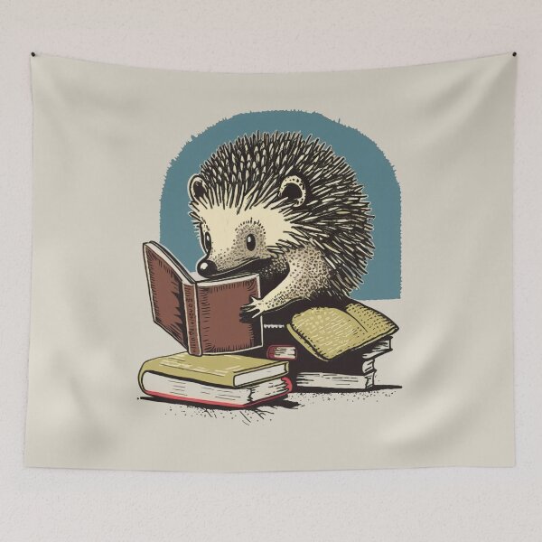 Item preview, The Bookworm Hedgehog designed and sold by ReverieBoutique.