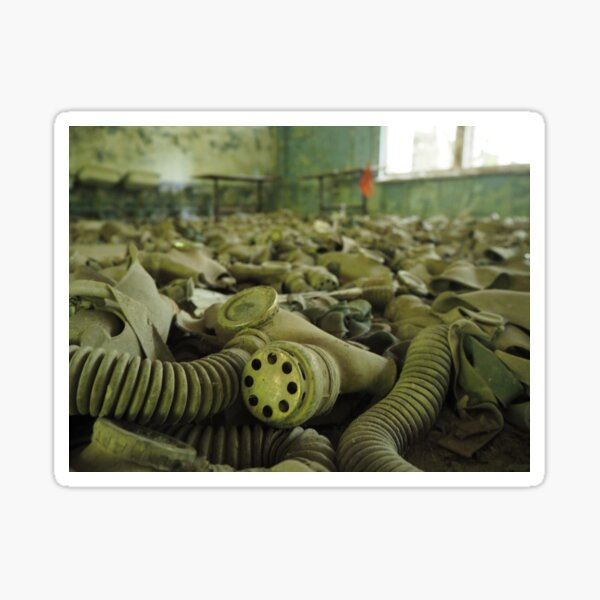 Gas-mask room in a kindergarten in Chernobyl Sticker