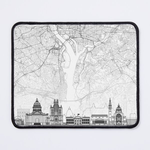 Item preview, Washington DC Map Skyline BW Line by LandSartprints designed and sold by LandSartprints.