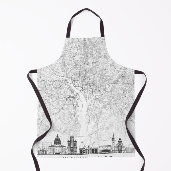 Item preview, Washington DC Map Skyline BW Line by LandSartprints designed and sold by LandSartprints.