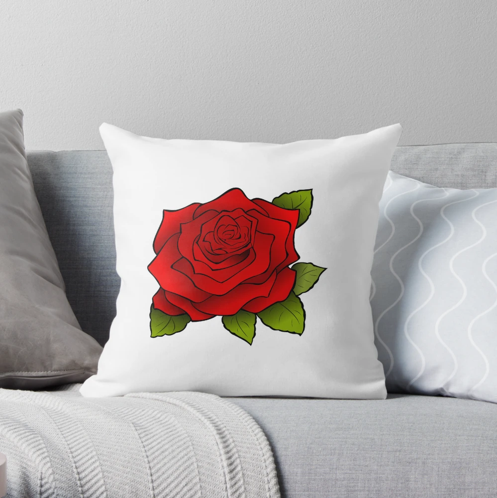 Designart Red Rose Painting with Splashes - Floral Throw Pillow - 18x18, Size: 18 x 18