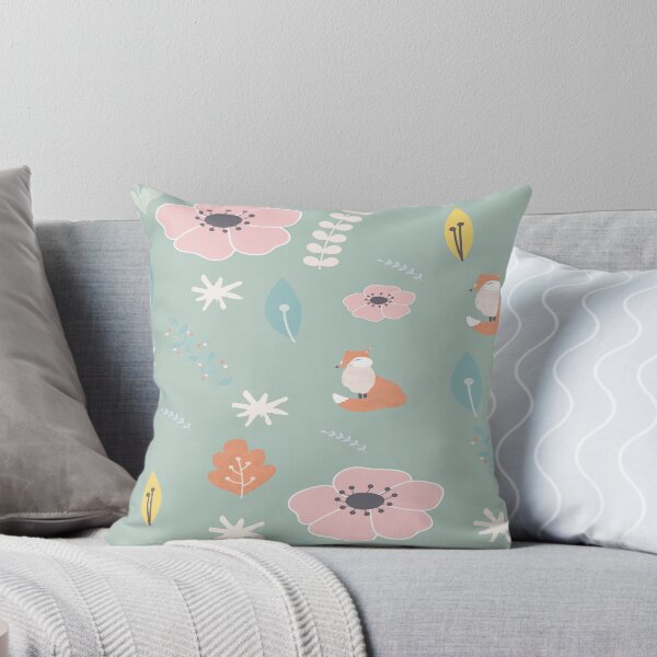 Item preview, Foxes with flowers and leaves designed and sold by TenderSoar.