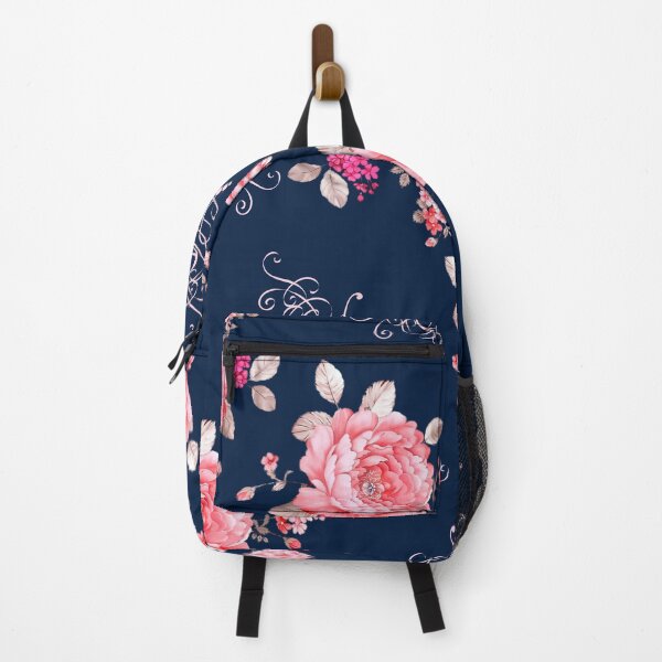 Item preview, Pink flowers with an frame with a dark blue background designed and sold by TenderSoar.
