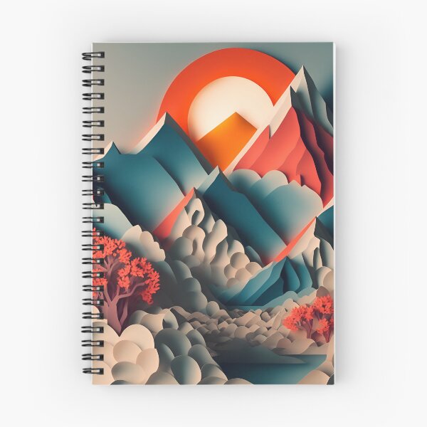 Item preview, Setting Sun and Mountains in Paper art style designed and sold by FormFinder.