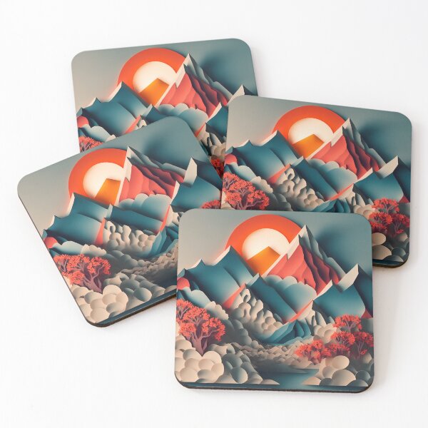 Item preview, Setting Sun and Mountains in Paper art style designed and sold by FormFinder.