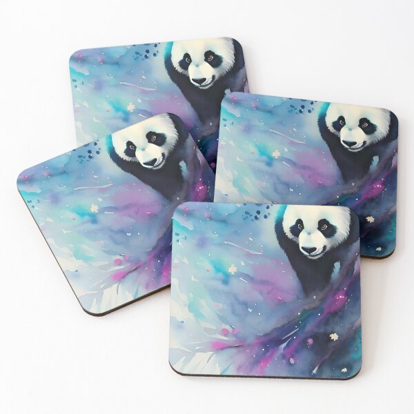 Aperçu de l'œuvre Peinture à l'eau Panda avec des couleurs vives et des éclaboussures partout créée et vendue par clausbjoern.
