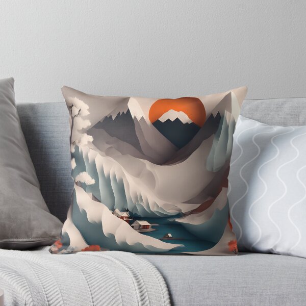 Item preview, Winter Mountain Village in Paper art style designed and sold by FormFinder.