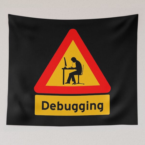 Item preview, 'Debugging' Computer Man Crying - Funny Road Sign Design designed and sold by Ridiculam Toga.
