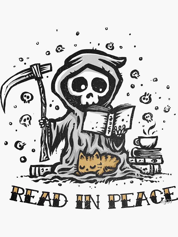 Read In Peace Grim Reaper Funny Dark Humor Book' Sticker