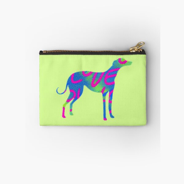 Item preview, Blue and green with pink love letters dotted Greyhound dog  designed and sold by IULIART.