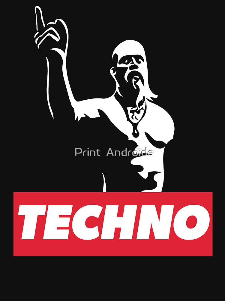 Thumbnail 7 of 7, Essential T-Shirt, Techno Viking meme legend for techno DJ, raver, club, festival designed and sold by primordialcloud.