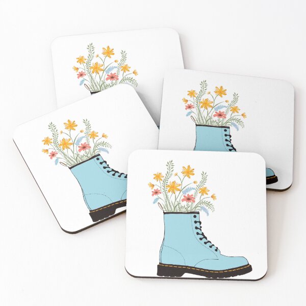 Item preview, Light blue Doc Martens with flowers designed and sold by Hinke van Gorsel.