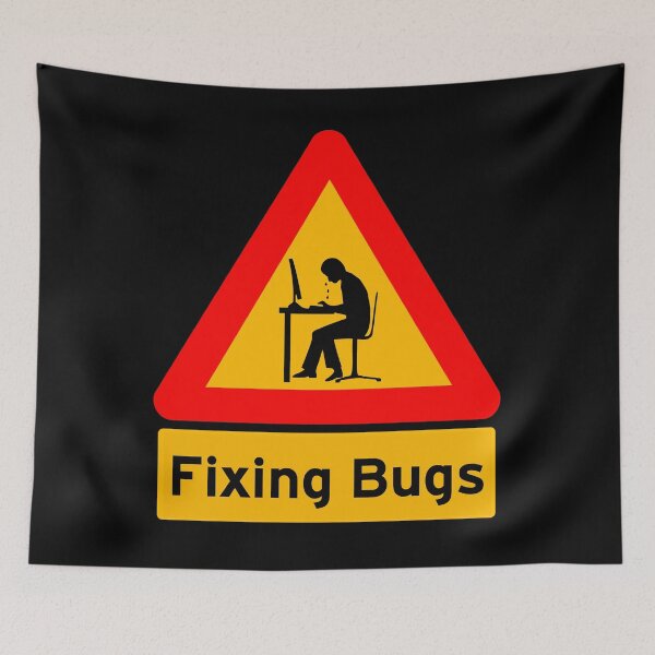 Item preview, 'Fixing Bugs' Computer Man Crying - Funny Road Sign Design designed and sold by Ridiculam Toga.