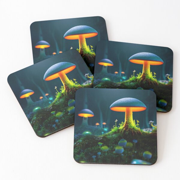 Item preview, Glowing Magic Mushrooms designed and sold by WildMountainArt.