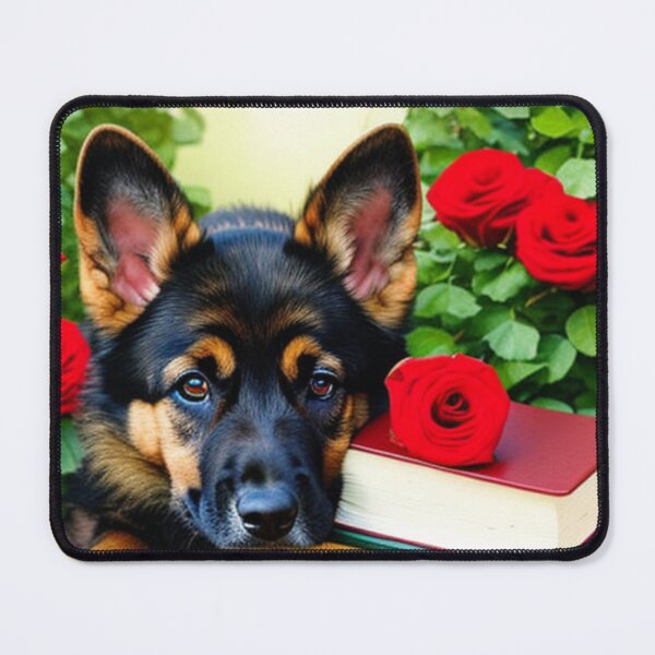 Item preview, German Shepard puppy with books designed and sold by IviBlack.