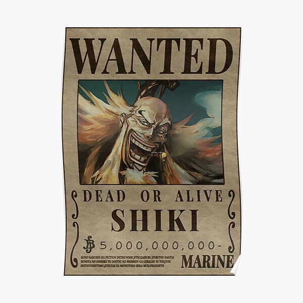 Shiki One Piece Bounty The Golden Lion Wanted Poster