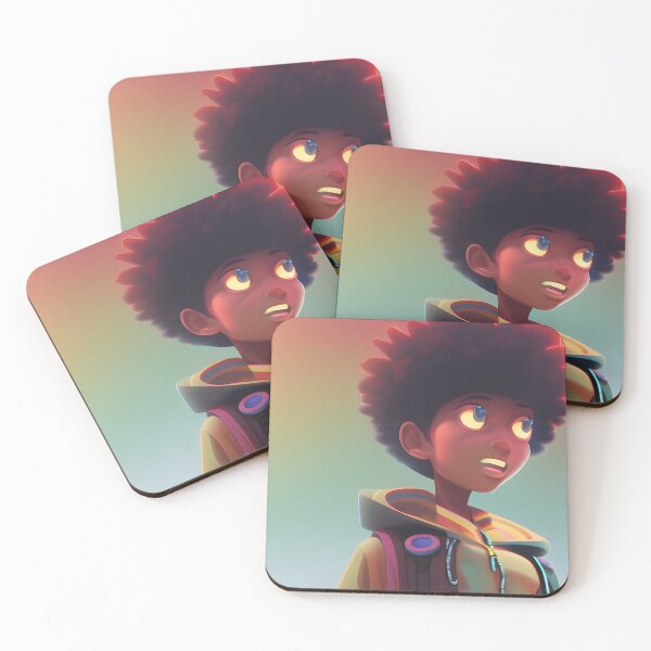 Item preview, Afro Anime Art- Boy Looking into the Horizon designed and sold by NoirCultureC-2.
