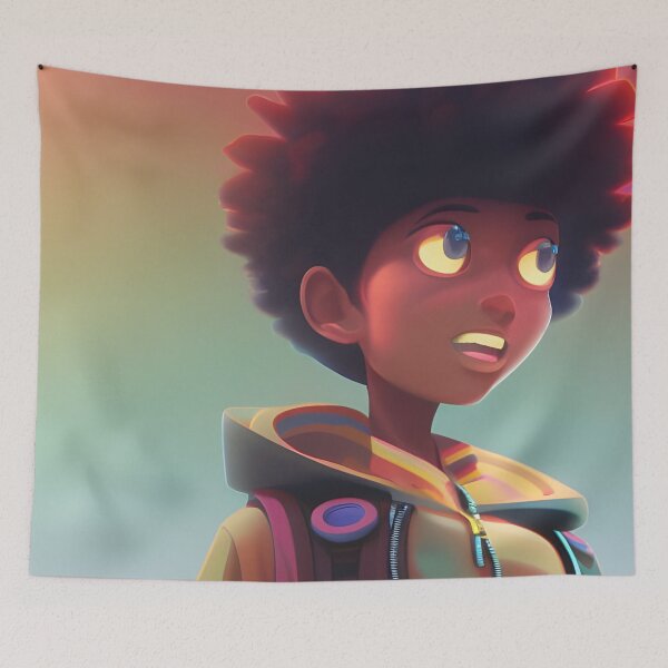 Item preview, Afro Anime Art- Boy Looking into the Horizon designed and sold by NoirCultureC-2.