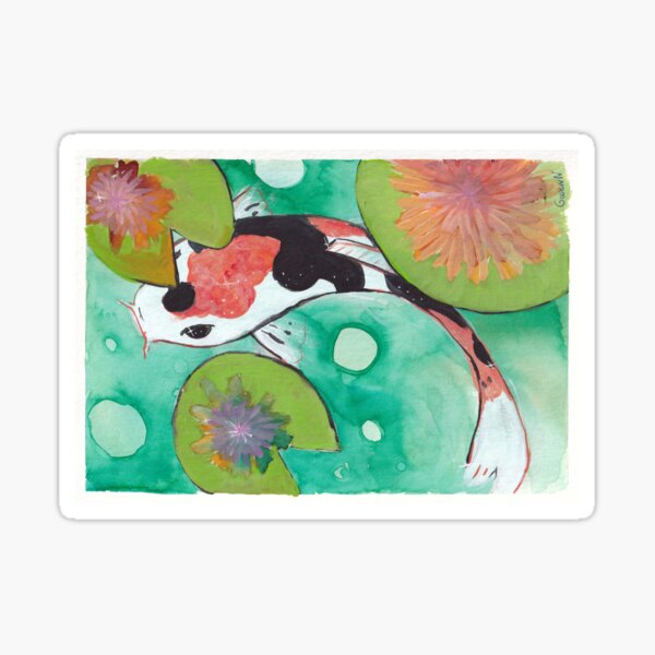 carpe koi et nénuphars Sticker