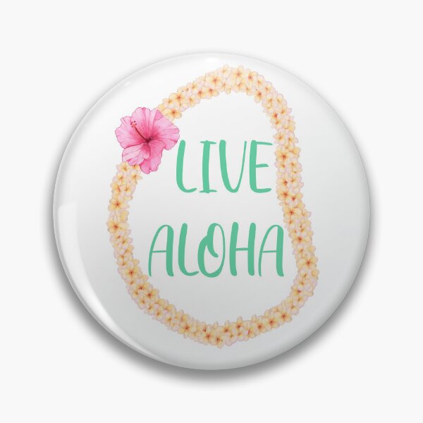 Item preview, Live Aloha Plumeria Flower Ley Feel Good Quote Watercolour Illustration designed and sold by TheLomiLoveBus.