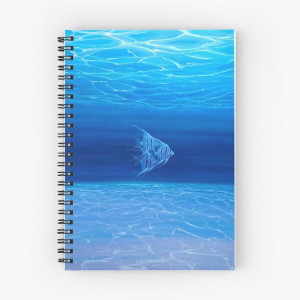 Item preview, Blue Angels Blue Sea - a blue painting of an underwater seascape with angel fish designed and sold by Gill Bustamante.
