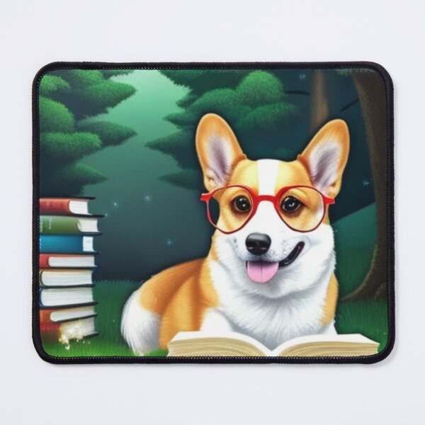 Item preview, Corgi with glasses reading designed and sold by IviBlack.
