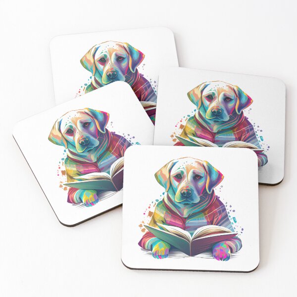 Item preview, "Funky Labrador: A Colorful Illustration of a Dog in a Sweater Reading a Book" designed and sold by Mykhailov.