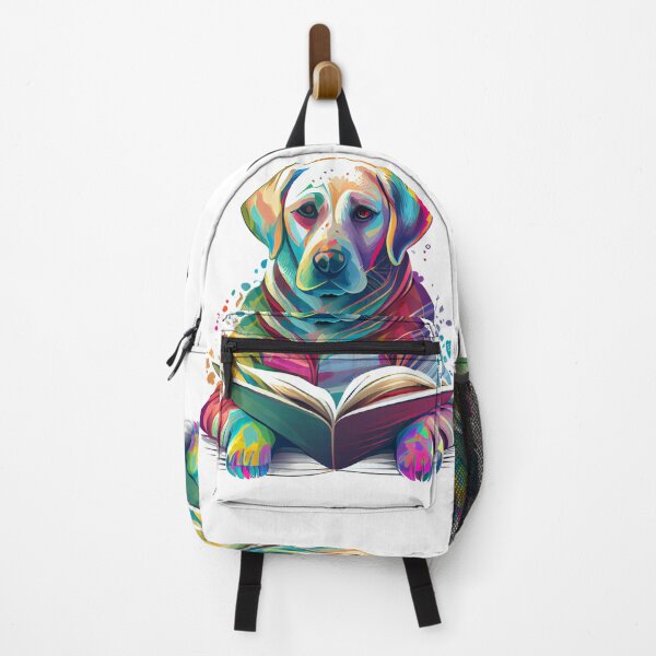 Item preview, "Funky Labrador: A Colorful Illustration of a Dog in a Sweater Reading a Book" designed and sold by Mykhailov.