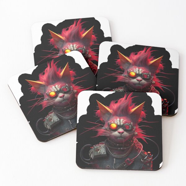 Item preview, red cat punk  funny designed and sold by happyzone7.