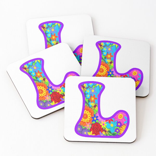 Item preview, Purple Purple Floral Alphabet Letter L – Colorful Boho Psychedelic Flower Typography Art designed and sold by Vividality.
