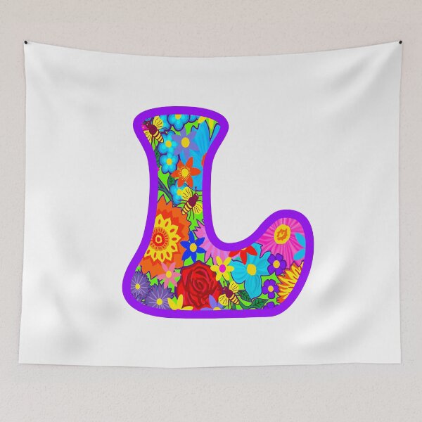 Item preview, Purple Purple Floral Alphabet Letter L – Colorful Boho Psychedelic Flower Typography Art designed and sold by Vividality.