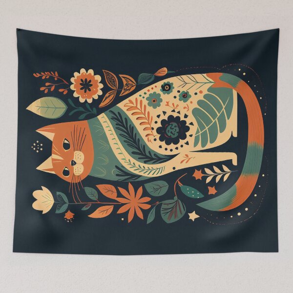Item preview, Boho Cat 28 Abstract Art Print Painting Wall Decor designed and sold by winterkitty88.