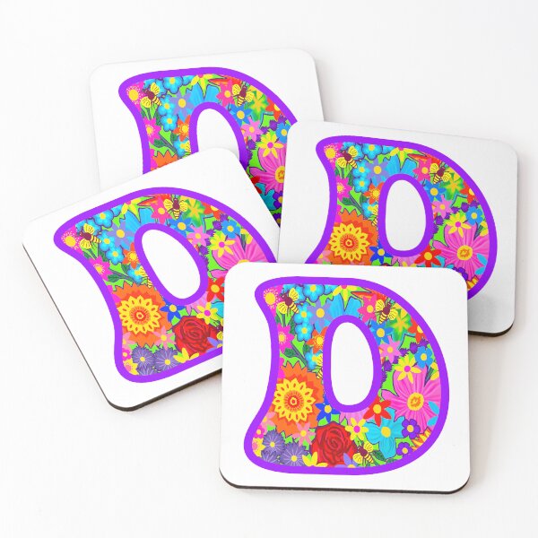 Item preview, Purple Purple Floral Alphabet Letter D – Colorful Boho Psychedelic Flower Typography Art designed and sold by Vividality.