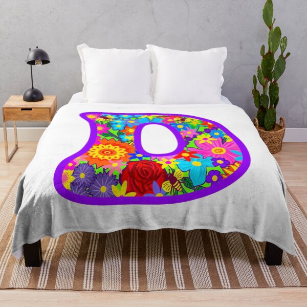 Item preview, Purple Purple Floral Alphabet Letter D – Colorful Boho Psychedelic Flower Typography Art designed and sold by Vividality.