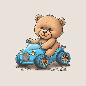 Teddybär fährt Auto | Poster