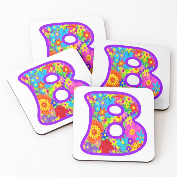 Item preview, Purple Floral Alphabet Letter B– Colorful Boho Psychedelic Flower Typography Art designed and sold by Vividality.