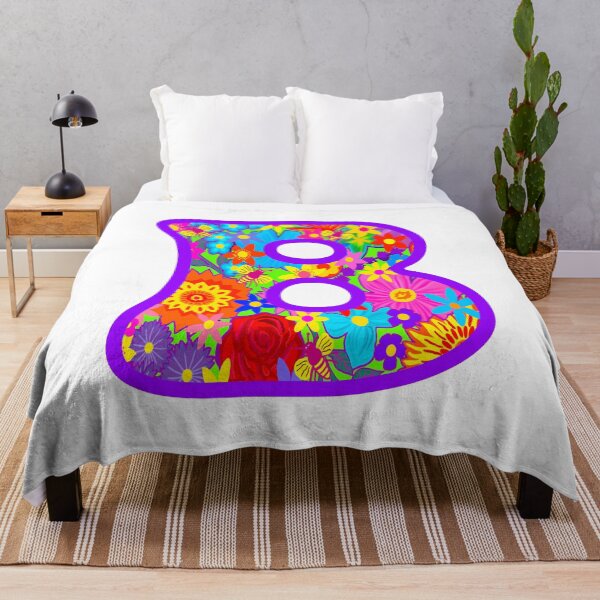 Item preview, Purple Floral Alphabet Letter B– Colorful Boho Psychedelic Flower Typography Art designed and sold by Vividality.