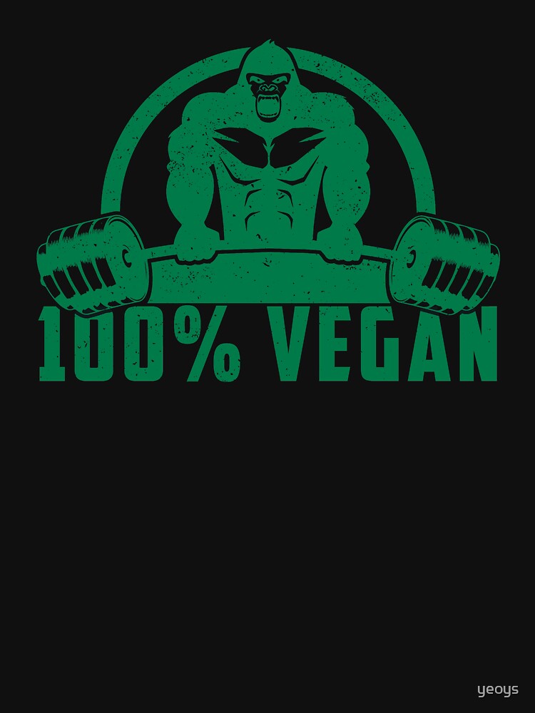 100% Vegan AF Muscle Gorilla - Funny Workout Quote Gift by yeoys
